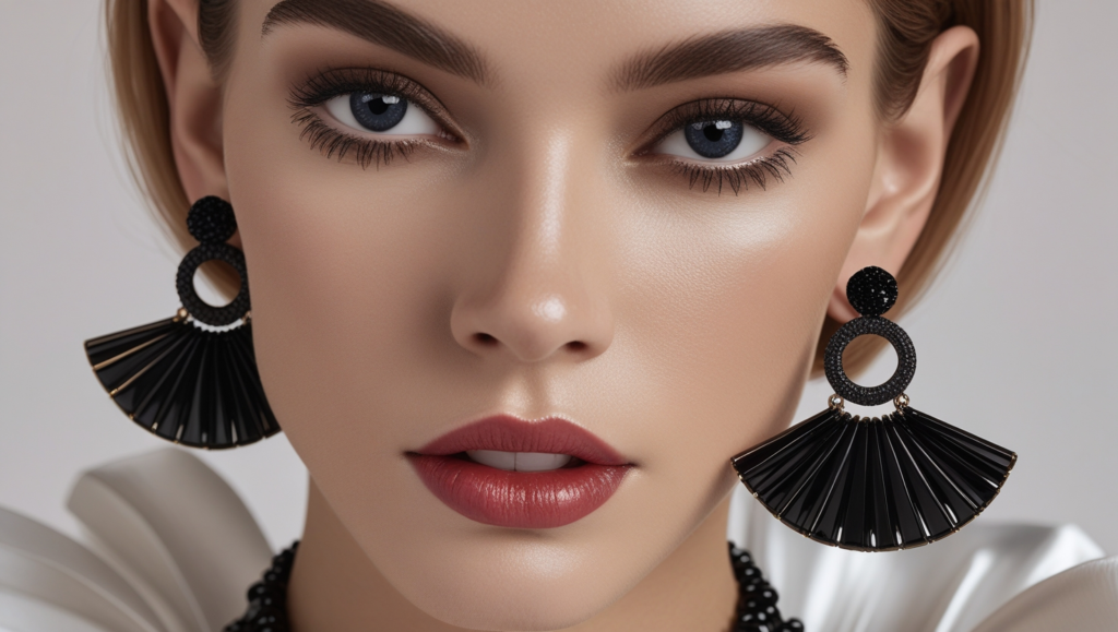 RJ Graziano Black Jet Earrings Frings