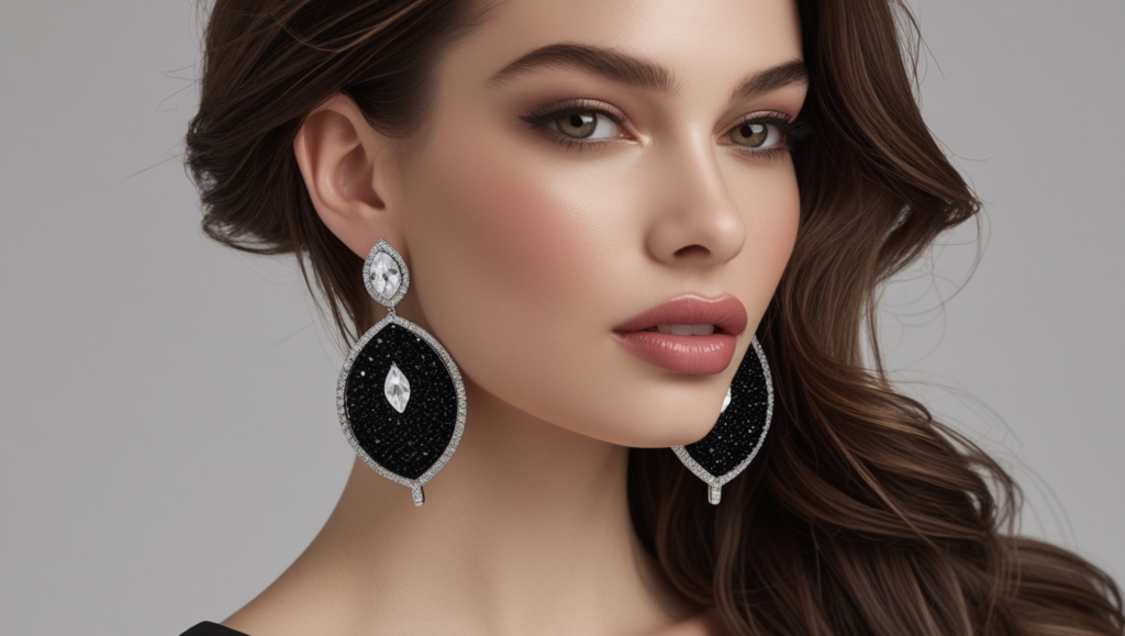 RJ Graziano Black Jet Earrings Frings