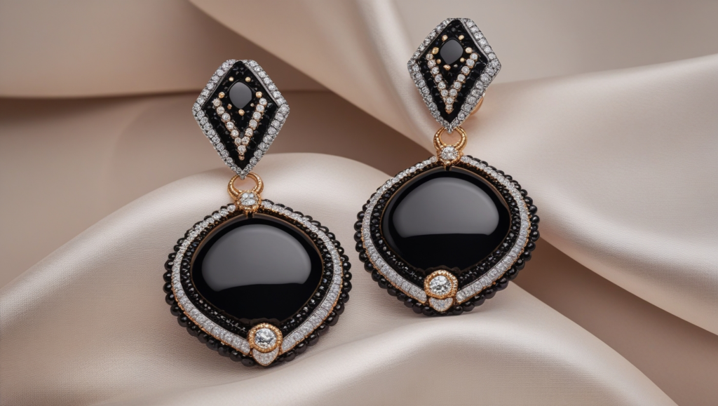 RJ Graziano Black Jet Earrings Frings
