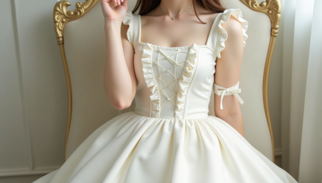 ZJStory Lolita Dress Cream White Moonlily: NO:1 A Dreamy and Elegant Fashion Statement