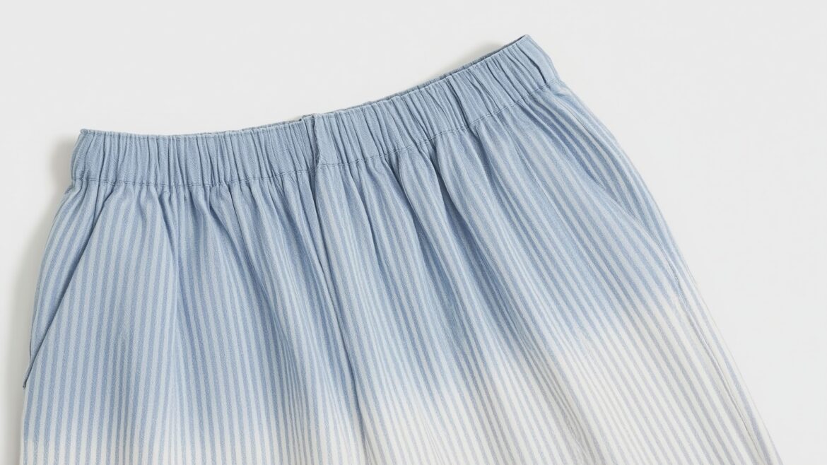 Thin Striped Cotton Two Tone Fisherman Capri Wrap Pants