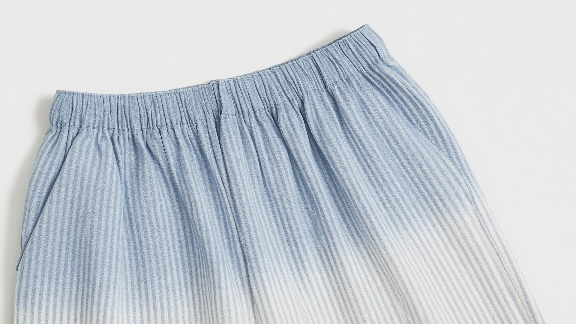 Thin Striped Cotton Two Tone Fisherman Capri Wrap Pants