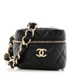 Ambskin Leather Quilted Sidney Chain Wristlet Bag