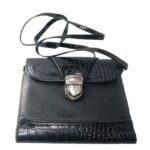 vintage Perlina NY black-brown leather crossbody organizer wallet bag all-in-one