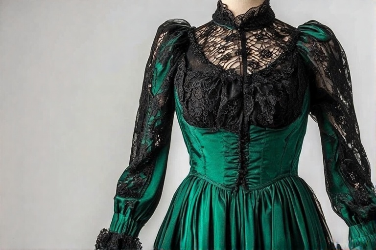 Emerald Green and Black lace Victorian Long Sleeve Top Amazon Black Lace Victorian Long Sleeve Top from Amazon